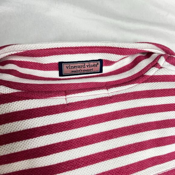Vineyard Vines Quarter Zip Women’s Small Pink Striped Performance Pullover - Picture 5 of 8